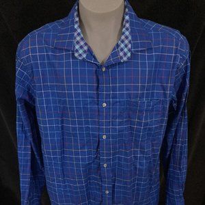 Southern Pines Shirt Men's XXL Oxford Button Down Long Sleeve Plaid Casual Blue